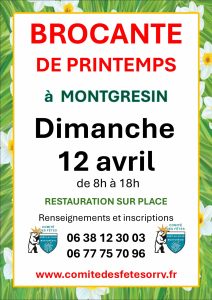 BROCANTE DE MONTGRESIN LE DIMANCHE 12 AVRIL 2026